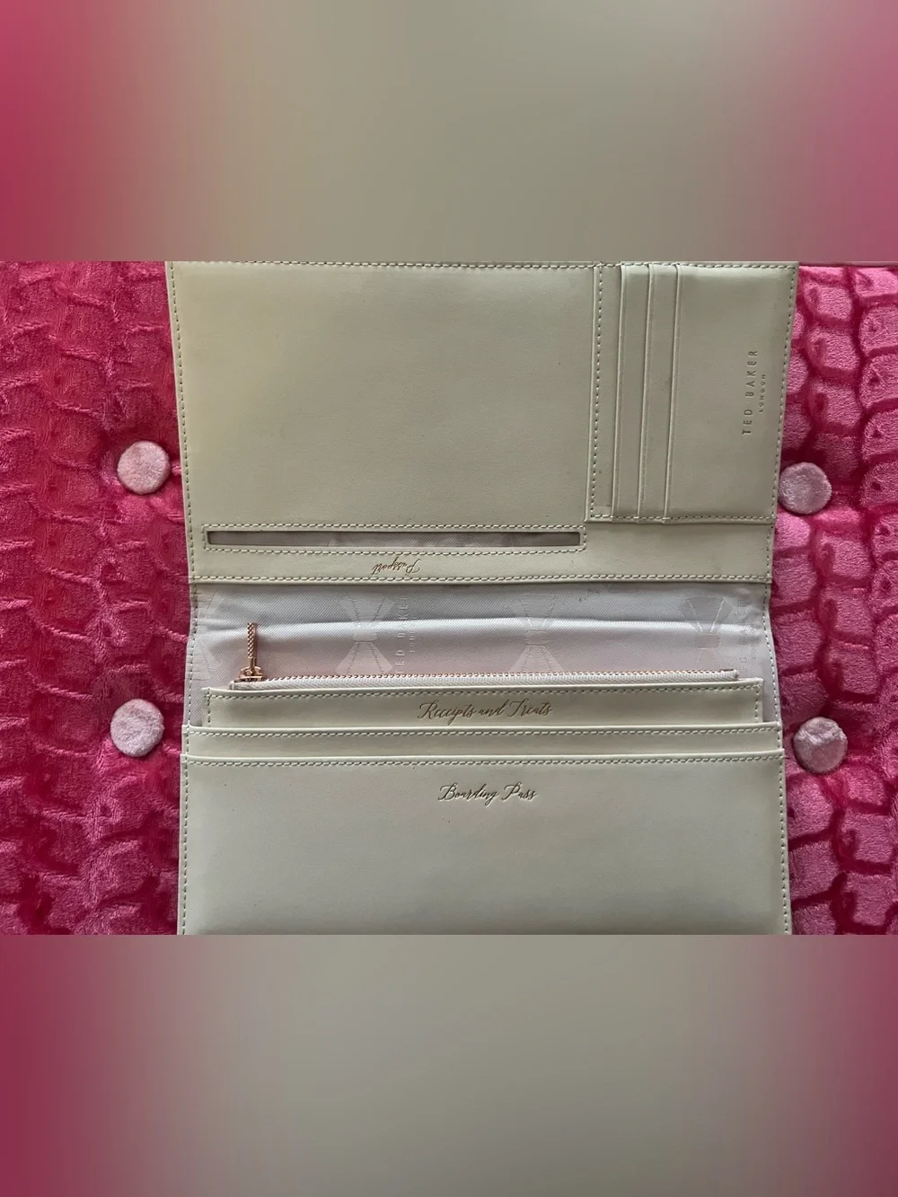 Ted Baker Floral Card Holder Wallet in Gray, White, Green, Pink